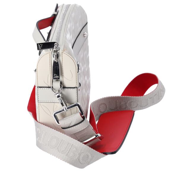 Christian Louboutin Ruby Town Messenger Bag Light Gray Red Jacquard - Picture 8 of 8